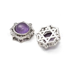 Brass Pave Natural Amethyst Multi-Strand Links&nbsp;KK-D366-01P-F