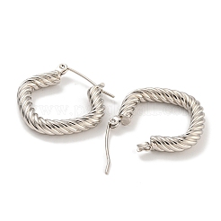 202ステンレススチールツイストフープピアス  女性用304ステンレスピン付き  ステンレス鋼色  25x4mm&nbsp;EJEW-H003-27P