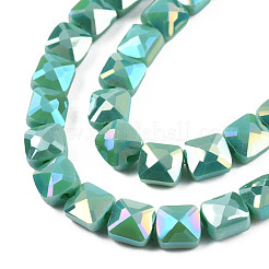 Electroplate Opaque Solid Color Glass Beads Strands&nbsp;EGLA-N002-43-05