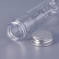 クリアプラスチックビーズ収納ケース  アルミキャップ付  チューブ  透明  14.15x3.5cm  容量：110ml（3.71液量オンス）&nbsp;CON-WH0068-20