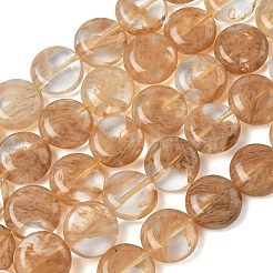 ウォーターメロンストーンガラスビーズ連売り  フラットラウンド  15~15.5x6mm  穴：0.8~1mm  約26個/連  15.55~15.71インチ（39.5~39.9cm）&nbsp;G-L648-B14-15mm