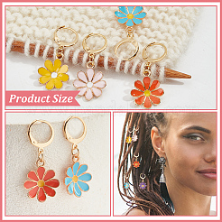 12Pcs 6 Colors Alloy Enamel Daisy Flower Charms Locking Stitch Markers&nbsp;HJEW-PH01644