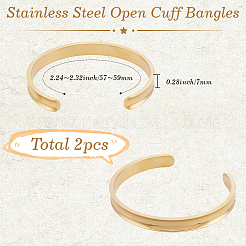 2Pcs Stainless Steel Open Cuff Bangles&nbsp;BJEW-SC0001-67A