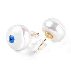 Natural Shell Evil Eye Stud Earrings with Enamel&nbsp;EJEW-G334-06I