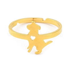201ステンレススチール製調節可能な女性用リング  サッカー/花/猫/ハート/犬  犬  12.5mm  内径：18mm&nbsp;RJEW-D082-03F