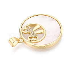 Brass Micro Pave Clear Cubic Zirconia Pendants&nbsp;KK-N268-62G