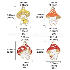 8 個 4 スタイル秋テーマ合金エナメル ペンダント  きのこエルフ  ミックスカラー  24~25x16.5~19x1~1.5mm  穴：1.6~1.8mm  2個/スタイル&nbsp;ENAM-YW0003-38