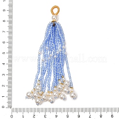 プラスチックビーズの大きなペンダント  タッセルチャーム  ディープスカイブルー  95~105x10~10.5x10~10.5mm  穴：6x4.5mm&nbsp;PL-CBA0279-01C