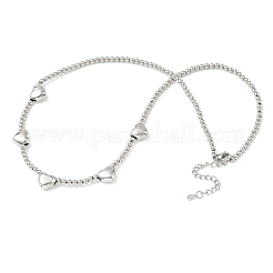 Brass Round Heart Beaded Necklaces&nbsp;NJEW-Z120-01P