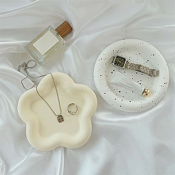 ジェッソジュエリープレート  収納トレー  化粧品ジュエリーオーガナイザー  花  150x154x14mm  内径：108x115mm&nbsp;DJEW-WH0039-19B