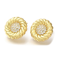 Rack Plating Brass Micro Pave Clear Cubic Zirconia Stud Earrrings&nbsp;EJEW-L097-01G