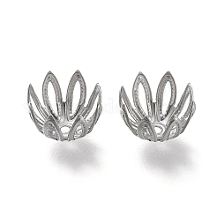 変色しない304ステンレススチール製ファンシービーズキャップ  マルチ花弁  花  ステンレス鋼色  11x11x7mm  穴：1.2mm&nbsp;LS-STAS-K194-17P