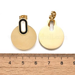 304ステンレススチールスタッドピアス  フラットラウンド  ブラック  25x20mm&nbsp;LS-EJEW-Q030-01G-A