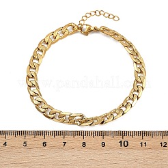 女性用304ステンレススチールカーブチェーンブレスレット  イオンプレーティング（ip）  ゴールドカラー  7-1/8インチ（18.2cm）&nbsp;BJEW-G757-14G