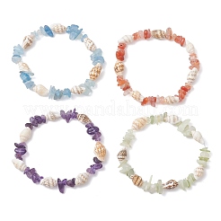 4Pcs Natural Mixed Gemstone & Sea Shell Beads Stretch Bracelets for Women&nbsp;BJEW-TA00710