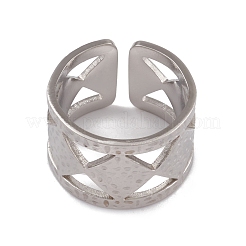 変色しない304ステンレススチール製菱形オープンカフリング女性用  ステンレス鋼色  内径：16.8mm&nbsp;RJEW-G285-31P