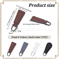 20Pcs 4 Colors PU Leather Replacement Zipper Pull Tabs&nbsp;FIND-PH0025-12A