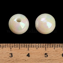 プラスチックビーズ  ラウンド  ABカラーメッキ  ホワイト  12mm  穴：3mm  約609個/500g&nbsp;OACR-G058-01-05