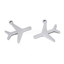 変色しない201ステンレススチールペンダント  レーザー切断  旅客機  ステンレス鋼色  15.5x15.5x1mm  穴：1.4mm&nbsp;STAS-T044-265P