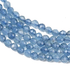 ナチュラル デビル ブルー アクアマリン ビーズ 連売り  多面カット  ラウンド  3.5mm  穴：0.6mm  約104個/連  15.20''（38.6センチメートル）&nbsp;GG-CBAF158-D01-09