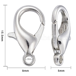 亜鉛合金カニカン  オウムトリガークラスプ  カドミウムフリー＆ニッケルフリー＆鉛フリー  プラチナ  16x8mm  穴：2mm&nbsp;E106-NF