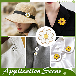 16Pcs Daisy Enamel Pins&nbsp;JEWB-PH0001-68A