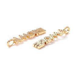 Brass Micro Pave Clear Cubic Zirconia Pendants&nbsp;ZIRC-Z019-36G-NR