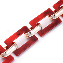 Imitation Gemstone Style Acrylic Handmade Rectangle Link Chains&nbsp;AJEW-JB00518-01