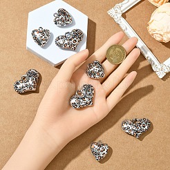 8個2色アクリルパーツ  ハート型でヒョウ柄  カン付き  銀  27x24.5~39.5x11.5~13mm  穴：2.5~4.5x5mm  4個/スタイル&nbsp;OACR-YW0002-55