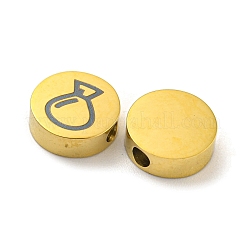 ハロウィーンテーマ 304 ステンレススチールビーズ  18KGP本金メッキ  フラットラウンド  ボトル  8x3mm  穴：2mm&nbsp;STAS-M069-01L-G