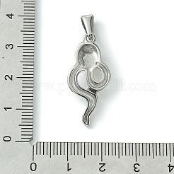 変色しない304ステンレススチールペンダント  スネークチャーム  ステンレス鋼色  29x13x5.5mm  穴：7x3.5mm&nbsp;STAS-L275-01D-P