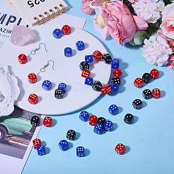 180個3色アクリルビーズ  サイコロ  ミックスカラー  9.5x9.5x9.5mm  穴：2.5mm  60個/カラー&nbsp;OACR-CA0001-22
