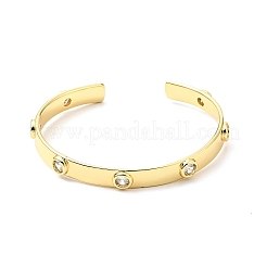 Clear Cubic Zirconia Flat Round Open Cuff Bangle&nbsp;BJEW-J165-07G