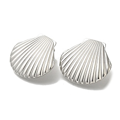 304ステンレススチールシェルシェイプスタッドピアス（女性用）  ステンレス鋼色  29.5x32.5mm&nbsp;EJEW-U027-04P