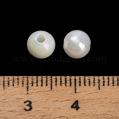 プラスチックビーズ  ラウンド  ABカラーメッキ  ホワイト  6mm  穴：1.8mm  約6250個/500g&nbsp;KY-L082-02A-05