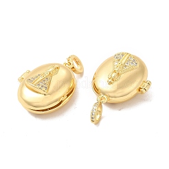 Eco-Friendly Rack Plating Brass Micro Pave Clear Cubic Zirconia Locket Pendants&nbsp;KK-F850-02G