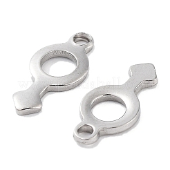 変色しない304ステンレススチールチャーム  男性サインチャーム  ステンレス鋼色  12.5x6x1mm  穴：1.4mm&nbsp;STAS-K274-03P