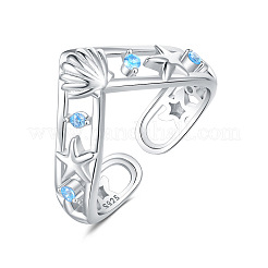 925 Sterling Silver Micro Pave Cubic Zirconia Cuff Rings&nbsp;WG63758-01