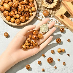 ラウンド天然木ビーズ 60 個  マクラメビーズ大穴  染め  無鉛の  バリーウッド  20x18mm  穴：5mm&nbsp;WOOD-YW0001-58A