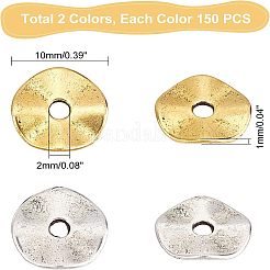 300Pcs 2 Colors Tibetan Style Alloy Wavy Spacer Beads&nbsp;FIND-UN0001-29