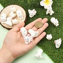 4種類のフロッキー樹脂ペンダント4個  猫の形のチャーム  プラチナ鉄ループ付き  ホワイト  20~33x17~28.5x16~31mm  穴：1.8~2mm  1個/スタイル&nbsp;RESI-YW0006-21