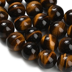 天然石タイガーアイビーズ連売り  スムーズなラウンド  グレード3 A  16mm  穴：1.2mm  約12~13個/連  8.07''（20.5センチメートル）&nbsp;G-C293-A01-16mm