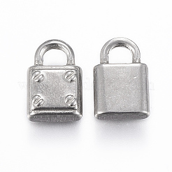 変色しにくい304ステンレススチールペンダント  南京錠  ステンレス鋼色  12x7.5x3mm  穴：3.5x3mm&nbsp;STAS-H416-91P