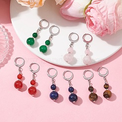 Round Natural Gemstone Dangle Earrings&nbsp;EJEW-JE05536