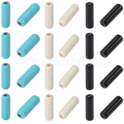 6 連売り 3 色の合成ターコイズ ビーズ 連売り  染め  コラム  ミックスカラー  13x4mm  穴：1mm  約32個/連  16インチ  2連売り/カラー&nbsp;TURQ-PA0001-03B