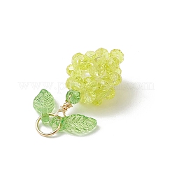 電気メッキガラスチャーム  レモン  金色の304ステンレススチールオープン丸カンループ付き  多面カット  シャンパンゴールド  22x13x12.5mm  穴：4.5mm&nbsp;PALLOY-MZ00682