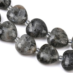 天然石ラブラドライトビーズ連売り  ハート  11~11.5x12x6mm  穴：1.1mm  約36個/連  15.35インチ（39cm）&nbsp;G-B022-32C-A