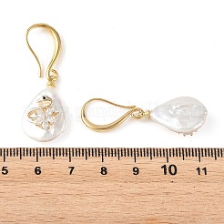 Natural Freshwater Shell & Brass Dangle Earrings&nbsp;EJEW-JE07443-02