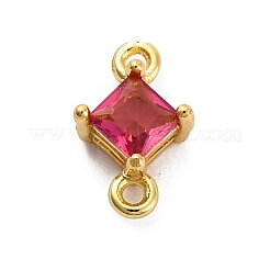 Brass Cubic Zirconia Rhombus Connector Charms&nbsp;KK-F894-12G