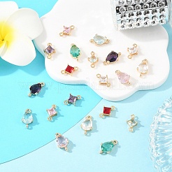 10Pcs 5 Colors 2 Styles  Transparent Glass Connector Charms&nbsp;GLAA-YW0005-50